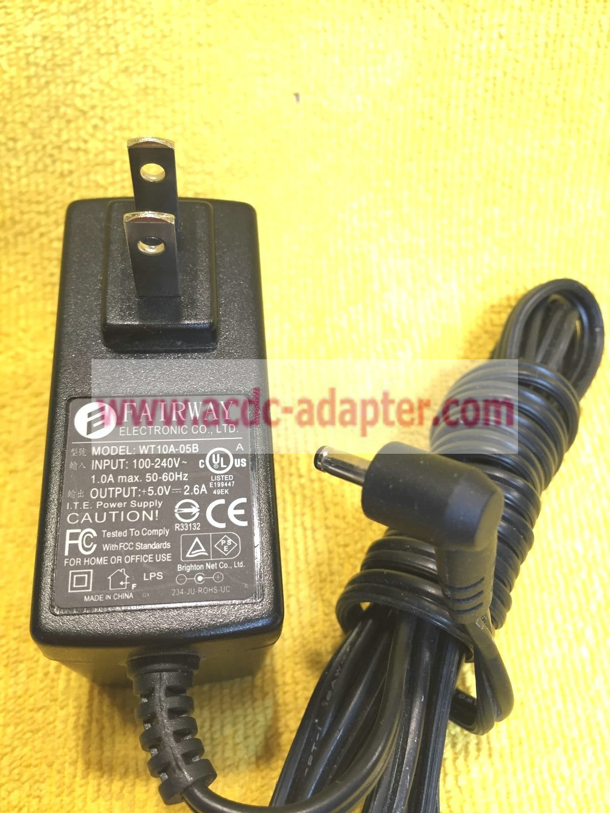 Brand New 5V 2.6A Fairway WT10A-05B CLASS 2 AC AC-DC Power Adapter - Click Image to Close